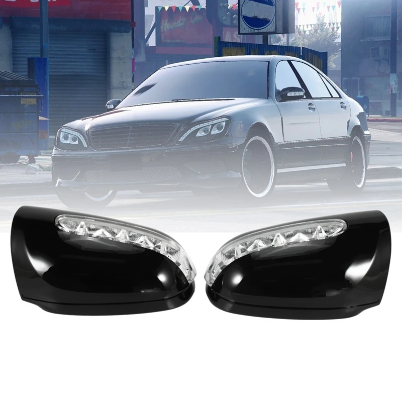 

Car Left&Right Side Mirror Cover Housing with Turn Signal Light for Mercedes Benz W220 2003-2005 A2208100964 A2208101064