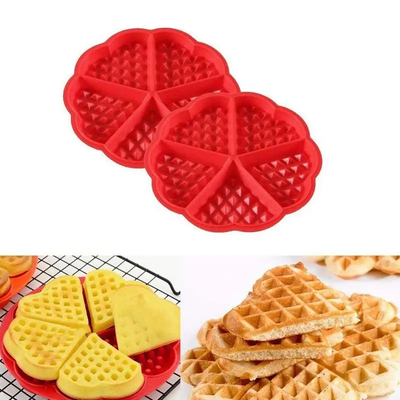 

1 pc Heart Shape Waffles Mold Silicone Red 5-Cavity Oven Chocolate Candy Cake Muffin Jelly Microwave Mold Mold Pan W3W6