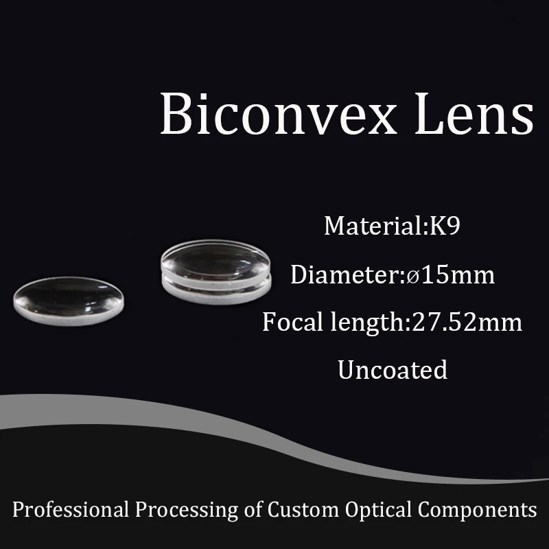 

Hot selling optical glass convex lens diameter 15mm focal length 27.52mm sample K9 mini magnifier