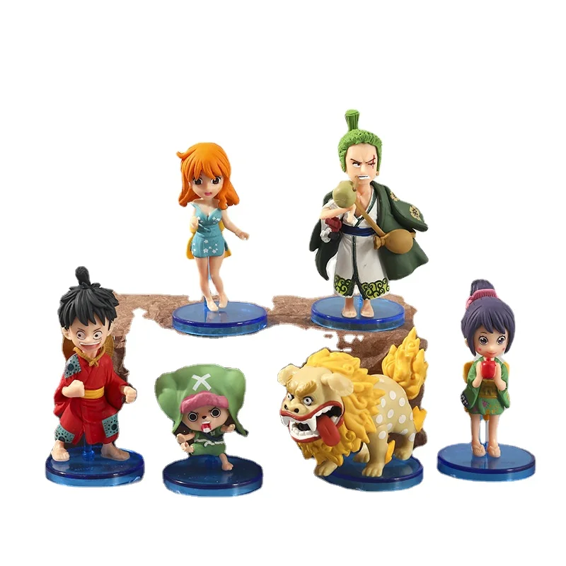 

6 шт., японское аниме, цельный гаражный набор, мультяшный Луффи Зоро, искусственная фигурка, ПВХ Виниловая кукла, модель, игрушки
