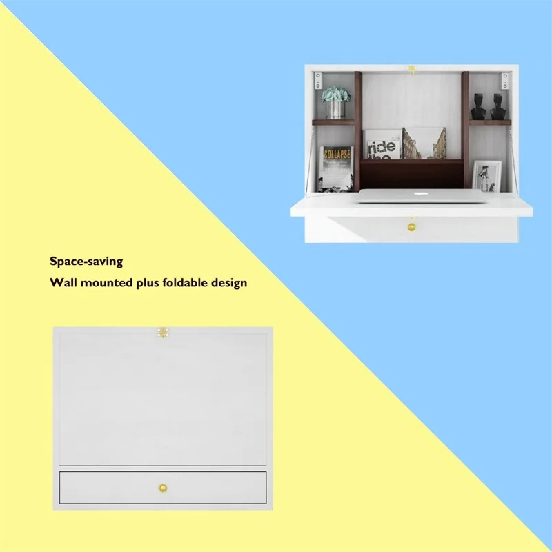 Настенный складной столик для ноутбука отсек хранения с выдвижным ящиком