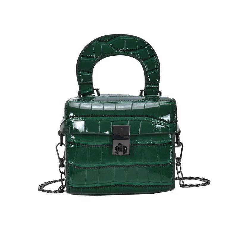

Female Fashion Small Chain Crossbody Purse Retro Crocodile Pattern Leather Mini Square Shoulder Bag Handbag for Women