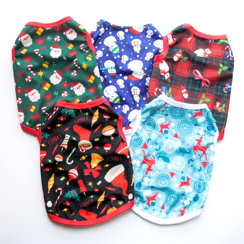 

2022 Christmas Dog Clothes Cute Snowman Vest For Small Medium Dogs New Year Puppy Vest Shirt Christmas Chihuahua Poodle Clothes