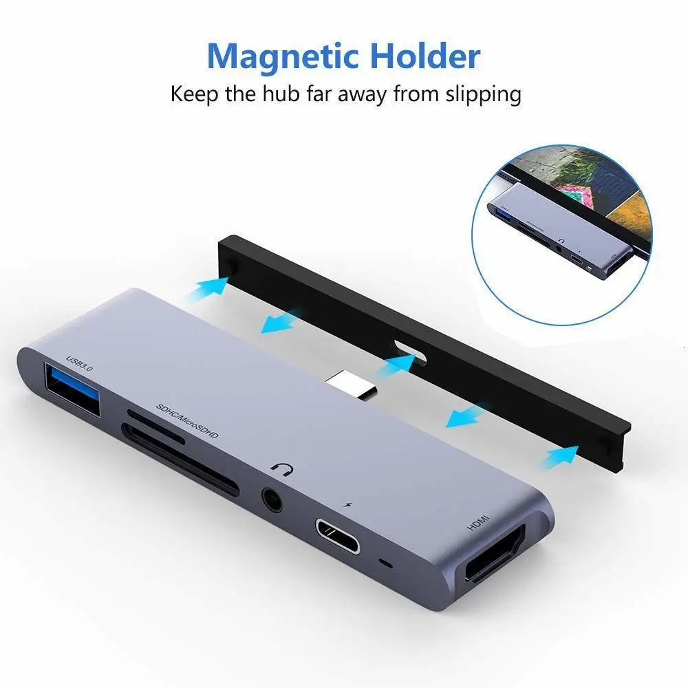 USB C концентратор для iPad Pro usb type-C до 4K HDMI адаптер USB SD/TF кард-ридер 3,5 мм разъем для наушников PD Зарядка для MacBook Pro