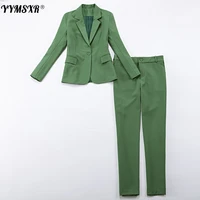 yymsxr small suit female temperament formal suits fashion casual autumn and winter green jacket professional wear korean version
