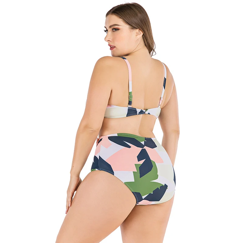 Купальник с высокой талией женский купальник большого размера комплект бикини