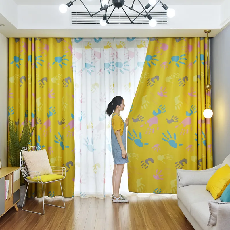 Симпатичные Красочные граффити Детские пальмы картина окно затемняющие шторы