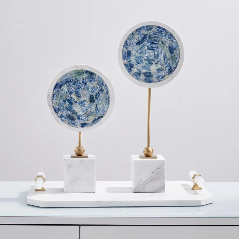 

Modern Fashion Art Natural Blue Crystal Stone Marble Base Creative Interior Home Accessories Gift Home Decorations