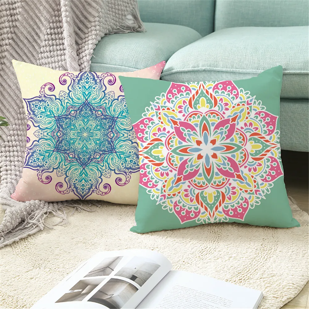 

Custom Red Mandara Pillowcases Decorative Sofa Room Bed Pillow Cover Home Car Cute Cushion Case 45*45cm(One Side) TPR07