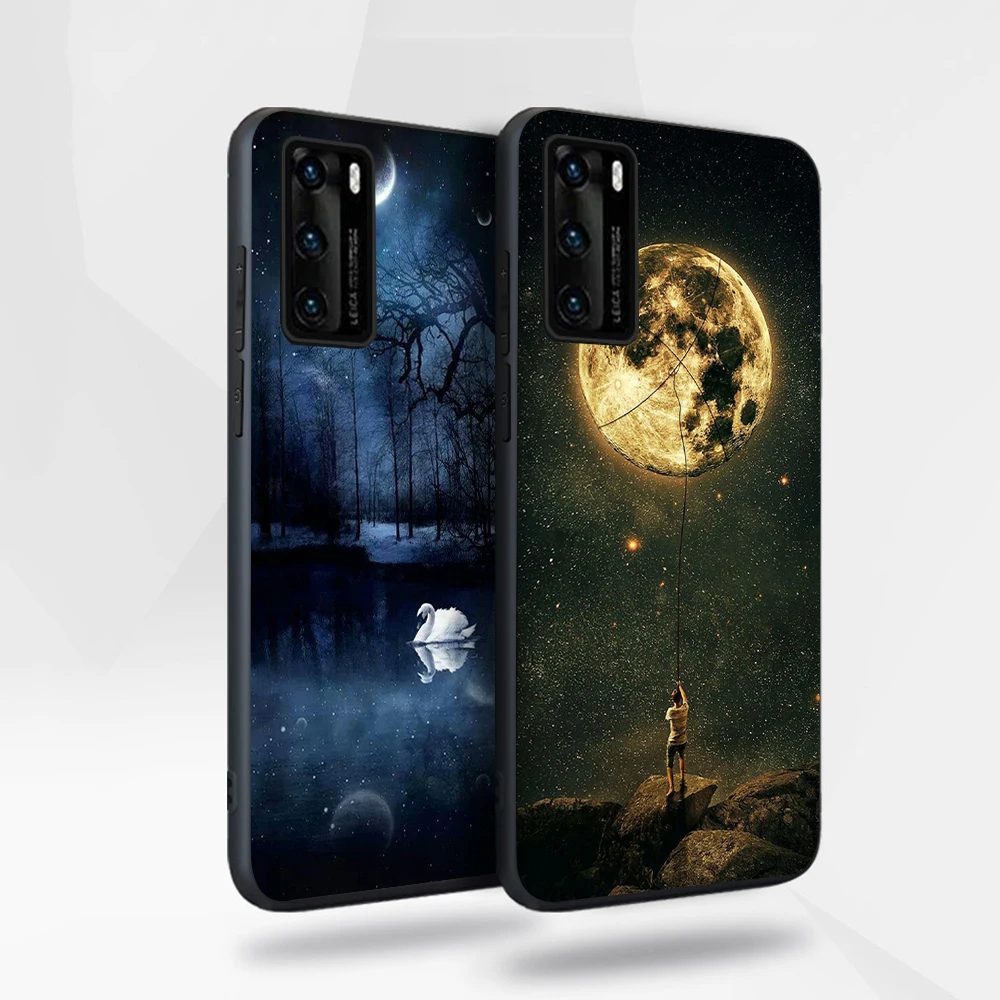 

Starry Moon Case for Huawei P40 P30 P20 Honor 30 20 10 30S Mate 40 30 20 Lite Pro P Smart Plus 2019 Soft TPU Phone Cover Fundas