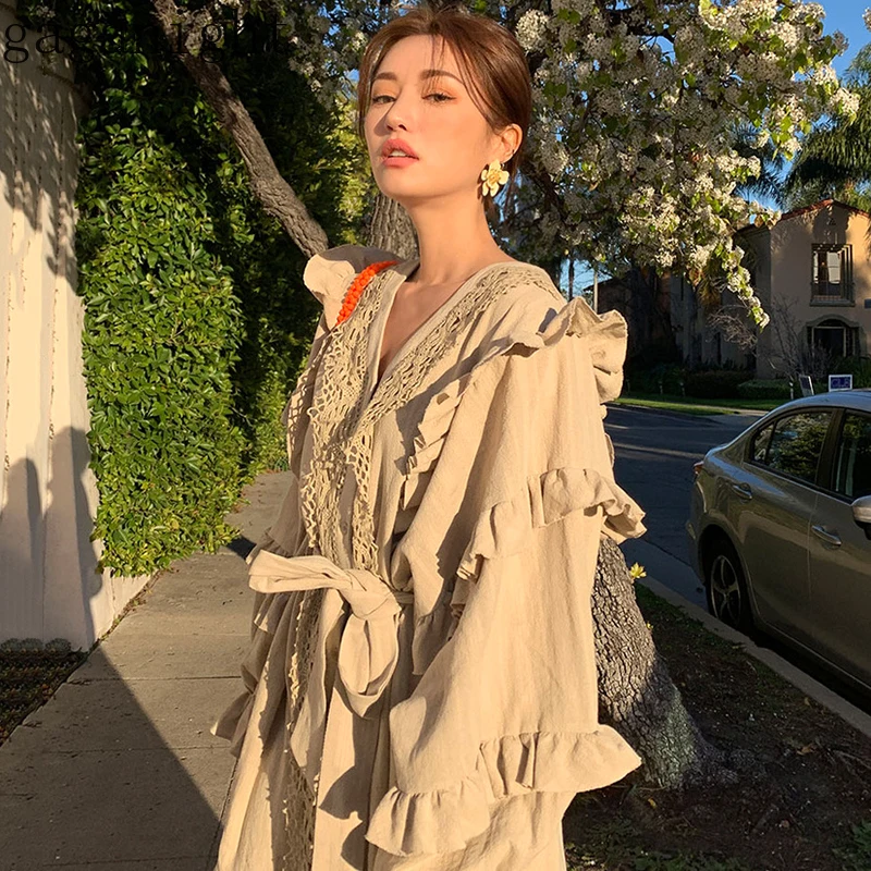 Gaganight кружевное лоскутное женское винтажное длинное платье макси 2020 весна лето