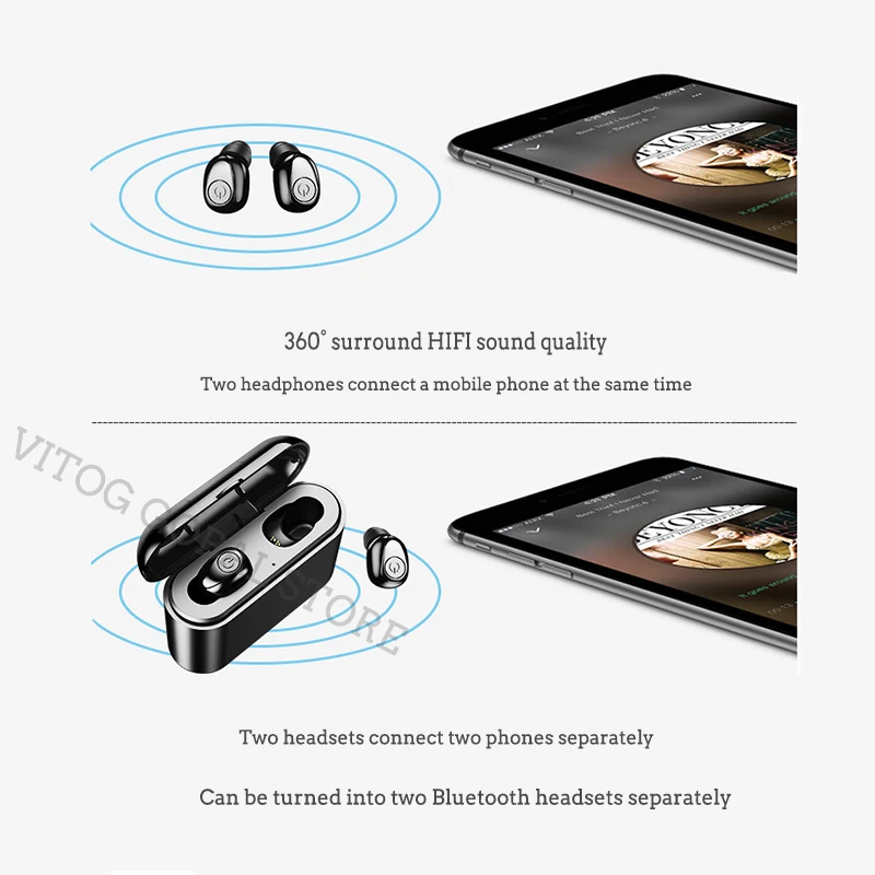 Bluetooth наушники 5 0 TWS Беспроводная гарнитура Спорт 5D стерео Handsfree с микрофоном