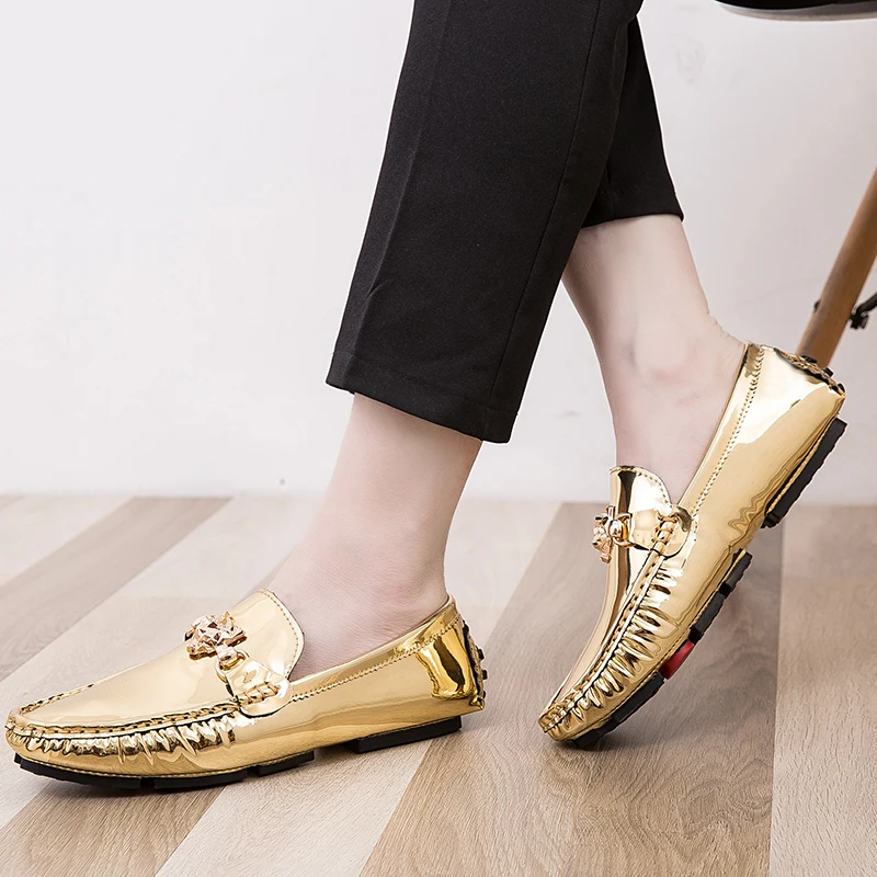 Туфли мужские из лакированной кожи на резиновой подошве Нескользящие большие