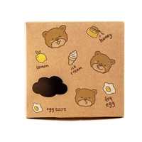 200pcs egg tart packaging box cartoon bear kraft paper dessert pastry wrapping gift boxes festival party supplies