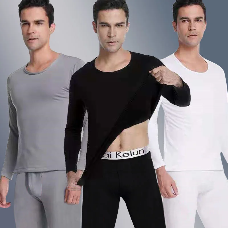 

Мужское термобелье, мужские комплекты осенне-зимнего длинного флисового теплого облегающего нижнего белья с круглым вырезом, размеры до 3XL