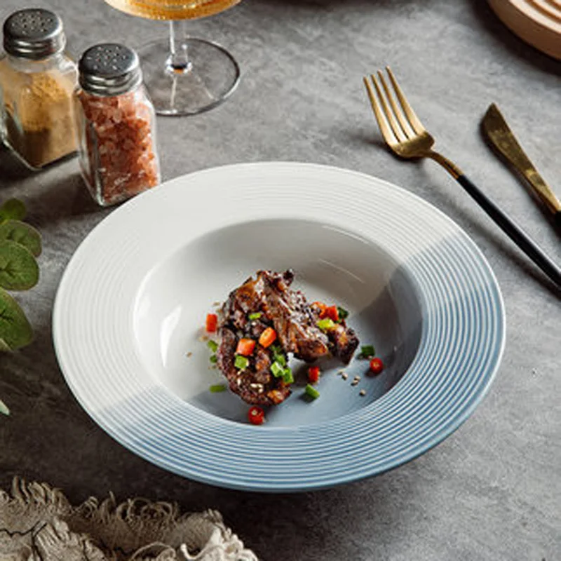 Простая керамическая Соломенная шляпка тарелка для французских макаронных