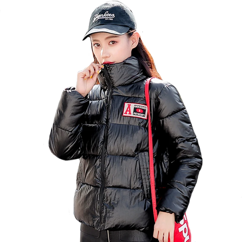 Новые яркие зимние куртки для женщин носящие черные Серебряные хлопковые