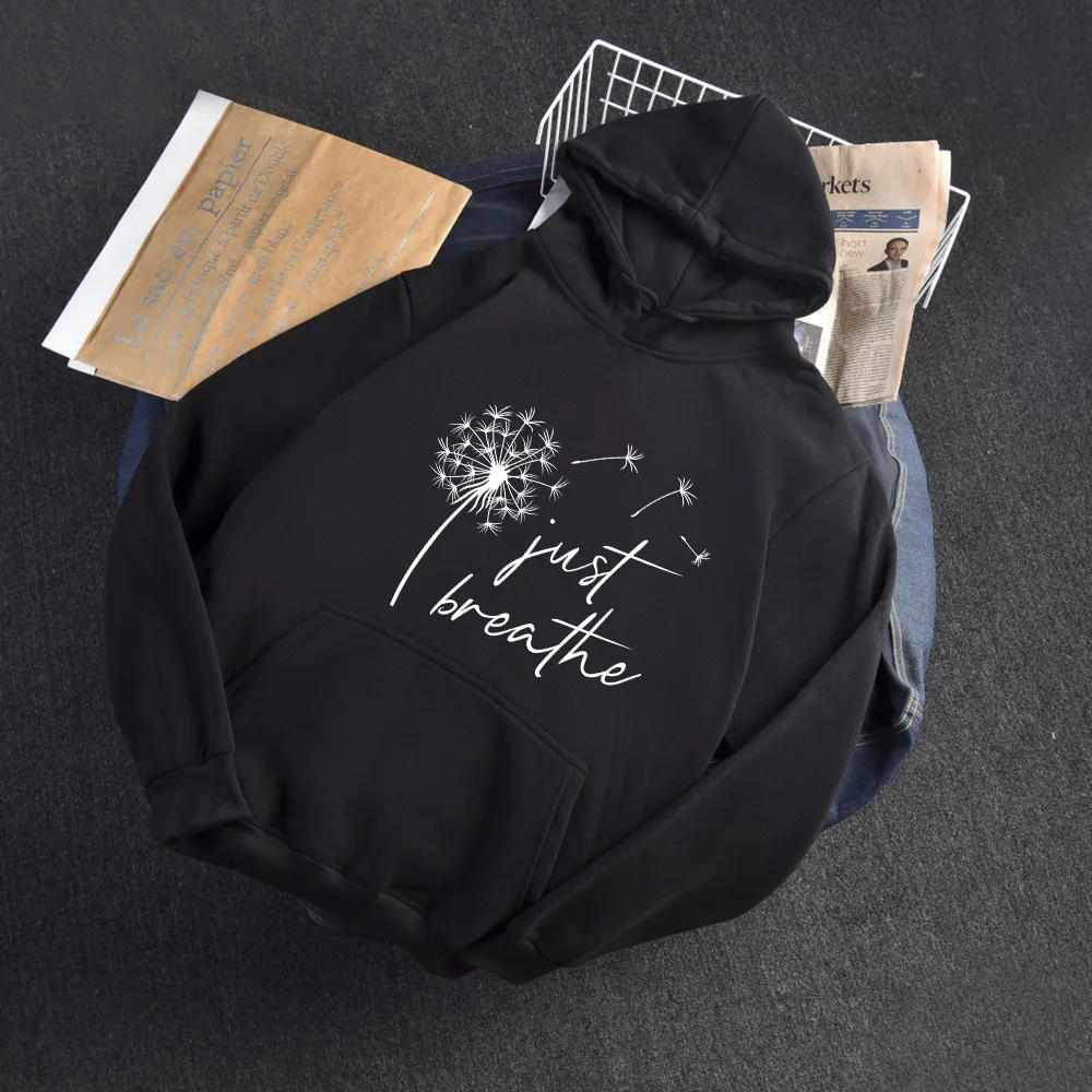 

2021 women just breathe hoodies long sleeve Cotton sweatshirts Casual hoodies Female student girl harajuku pullovers