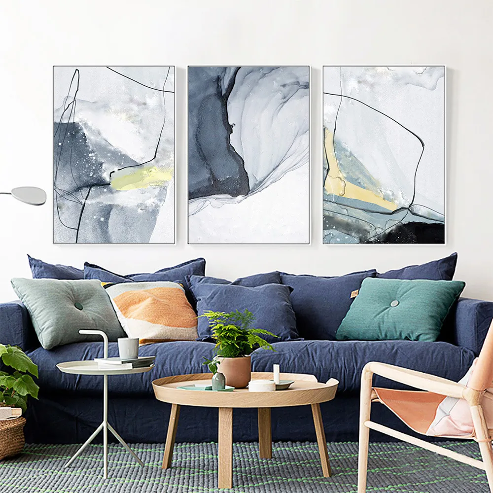 Холст постер из шелковой ткани на заказ мраморная синий номер плакат с модным