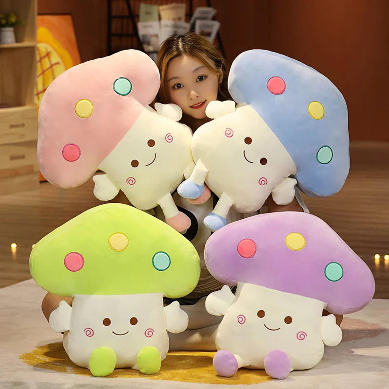 

53cm Cute Cartoon Mushroom Hand Warmer Stuffed Soft Creative Plants Plush Toys Pillow For Girls Kids Nice Surprise Birthday Gift