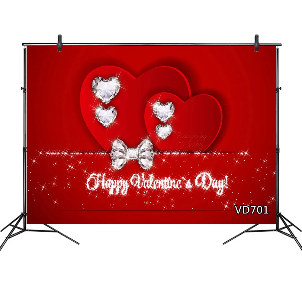 Фон для фотосъемки на День святого Валентина с красными сердечками и