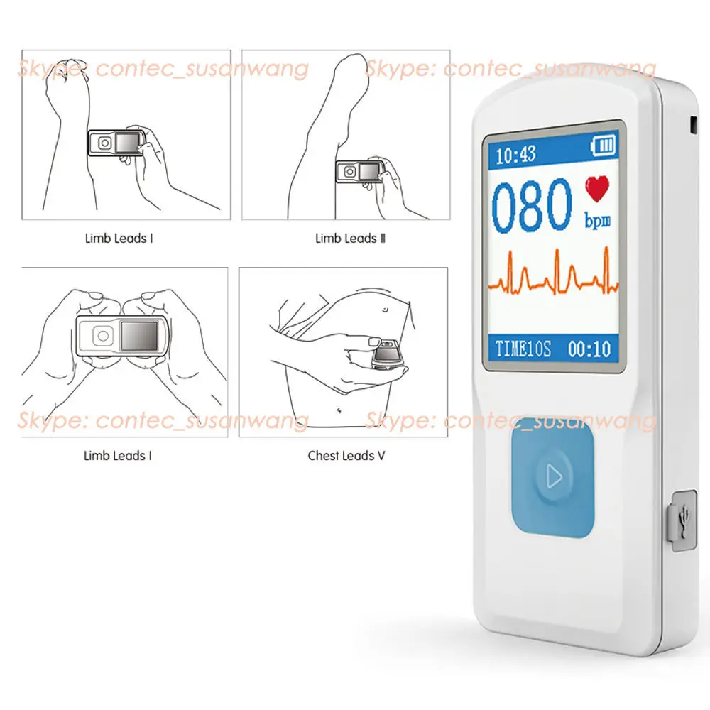 CONTEC Handheld Portable ECG EKG Monitor PM10 Heart Rate Beat LCD | Car ...