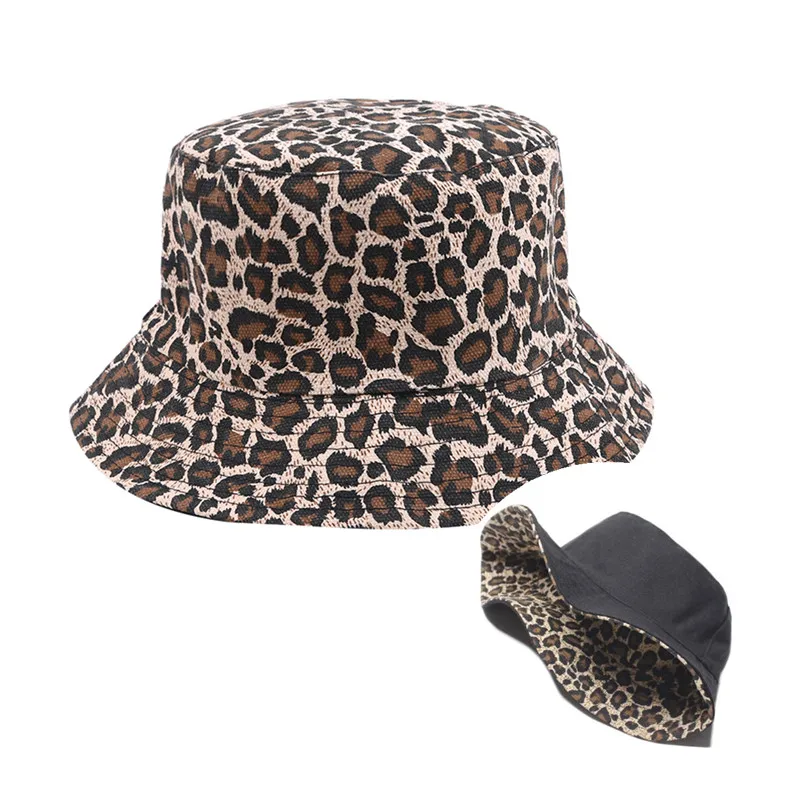 

Women Bucket Hats Fashion Leopard Print Summer Spring Casual Bucket Hats Lady Solid Fisherman Hat Girls Gift Femme