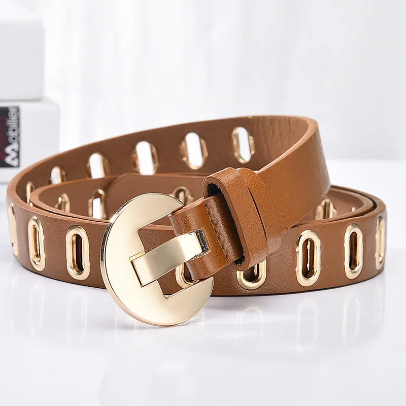 Ремень женский из искусственной кожи с металлической пряжкой цвет в