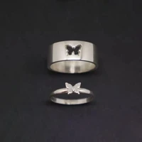 stainless steel hollow aircraft butterfly ring for wedding band men womens couple rings promise ring anniversary jewelry gifts
