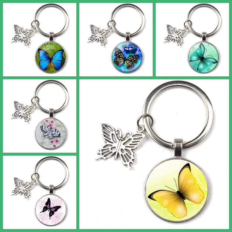 Новинка креативный брелок-бабочка с цветочным узором кольцо для ключей