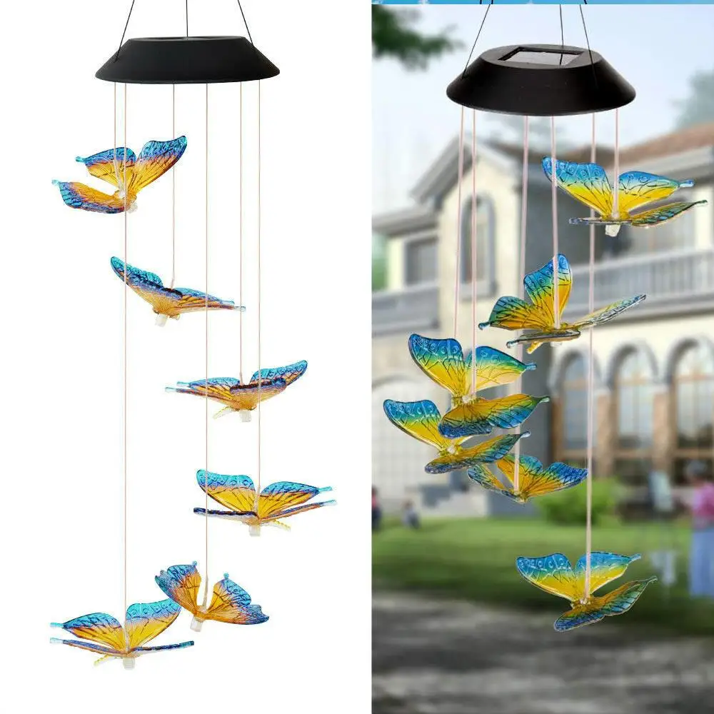 

Creative Wind Chime Light Butterfly Hanging String Lights Waterproof ABS/PVC Fashion Wind Bell Light Home Yard Decoration
