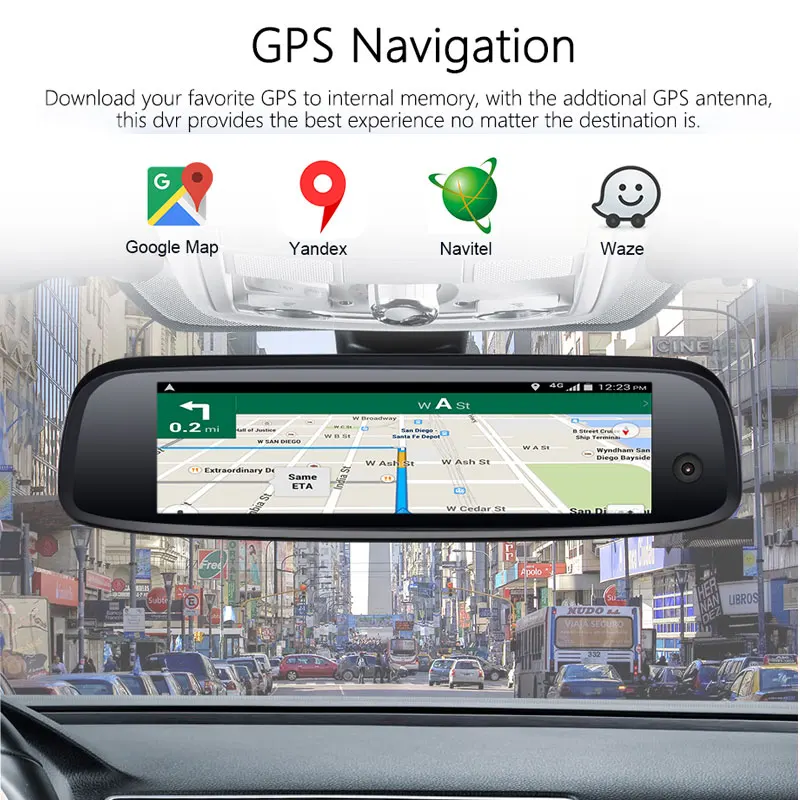 Зеркало видеорегистратор с тремя камерами 2 Гб + 32 ГБ 4G Android HD 1080P|Видеозеркало для