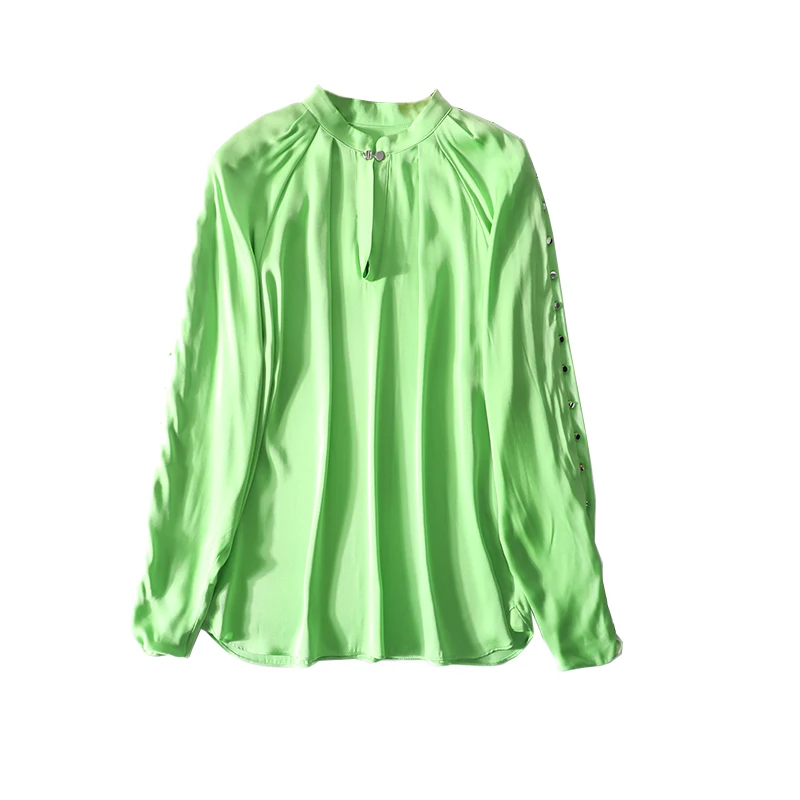 

New 100% Silk straight silky favors long sleeved shirt a8504 upon our heads