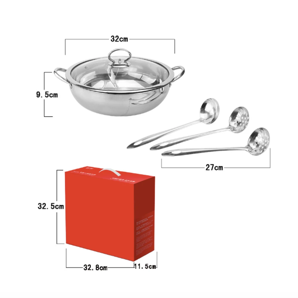 32 см из нержавеющей стали Shabu мандарин утка набор горшков для горячей пищи