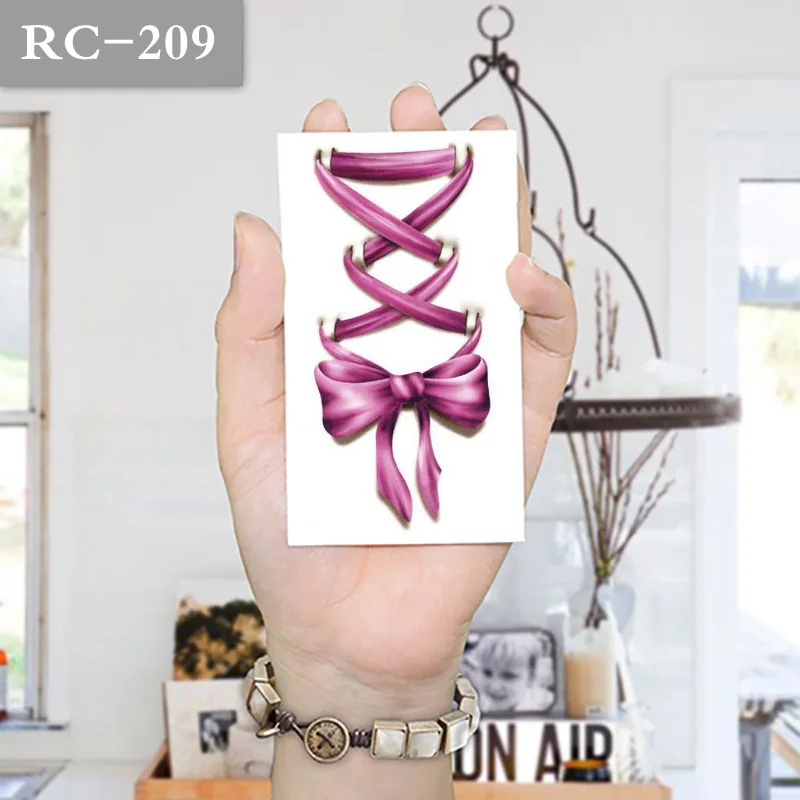 Боди-Арт Красота Макияж Розовый и Синий Лук на Руку Водонепроницаемый Временные