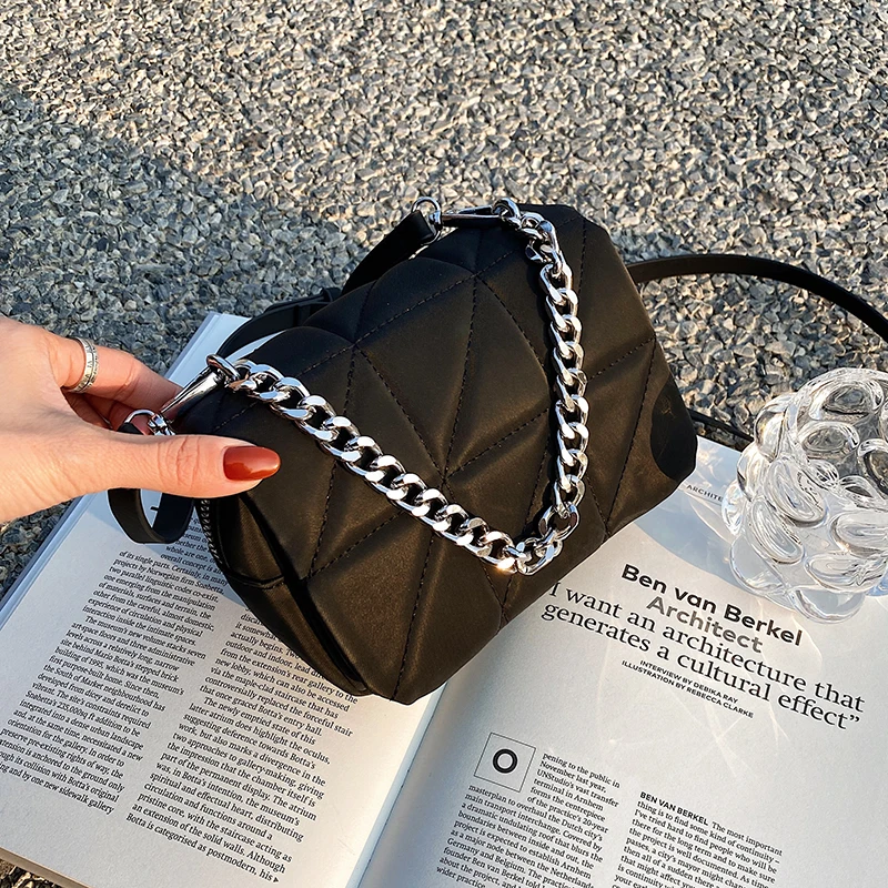 

Fashion Plaid Women Chain Crossbody Bags Vintage Ladies Small Square Shoulder Bag Luxury Design Female Clutch Purse Handbags