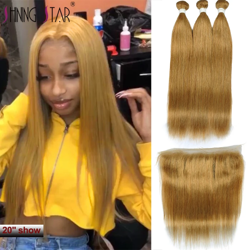 Сияющая Звезда 27 блонд прямые волосы бразильские плетение пряди с фронтальной