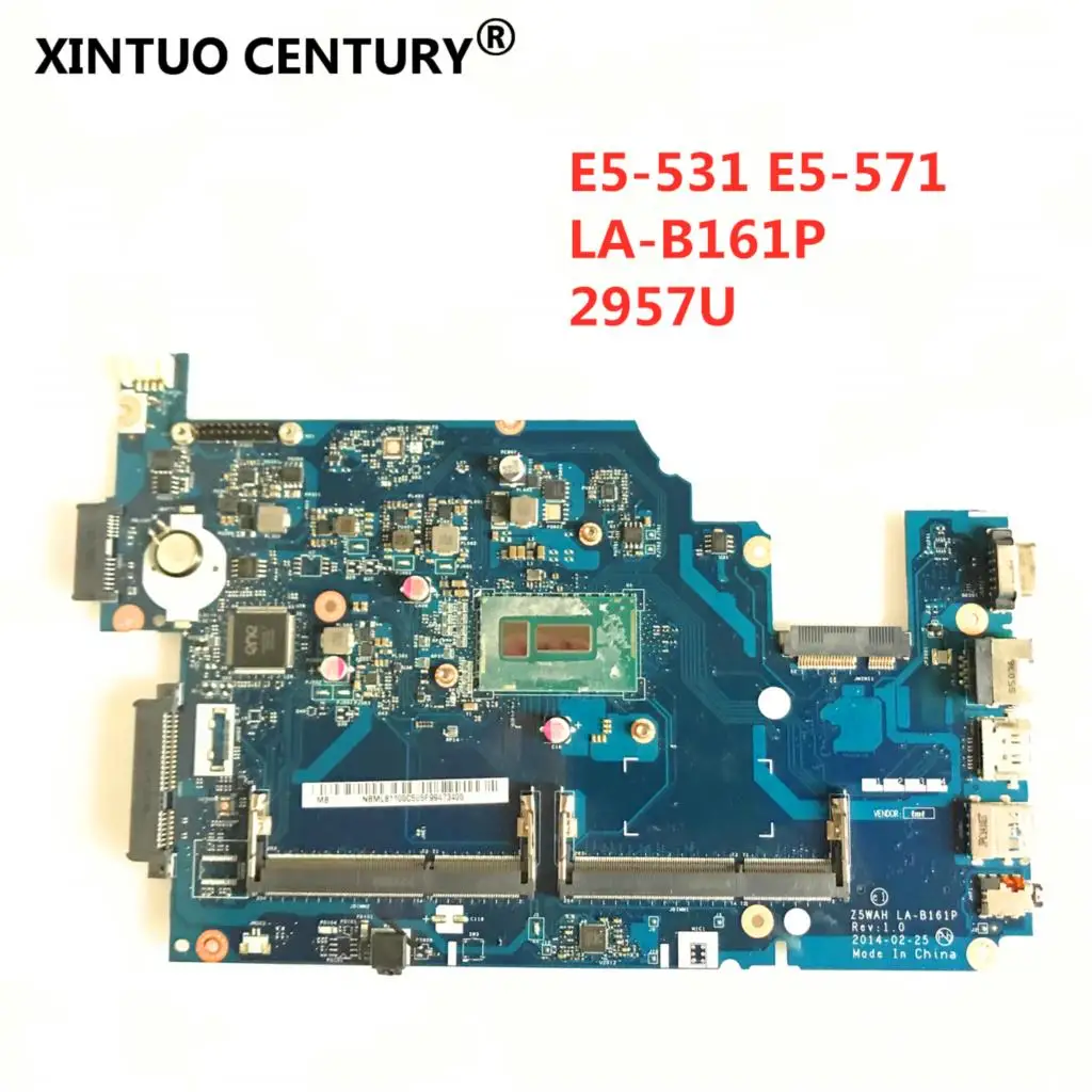 

Z5WAH LA-B161P для Acer aspire E5-571 E5-531 Материнская плата ноутбука NBML911001 NB.ML911.001 SR1DV 2957U CPU 100% протестирована ОК