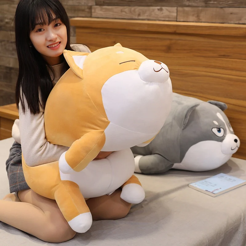 65cm Fat Soft Husky Shiba Inu Plush Pillow Toy Stuffed Cartoon Animal Dog Doll Sleeping Cushion Girls Kids Birthday Gift images - 6