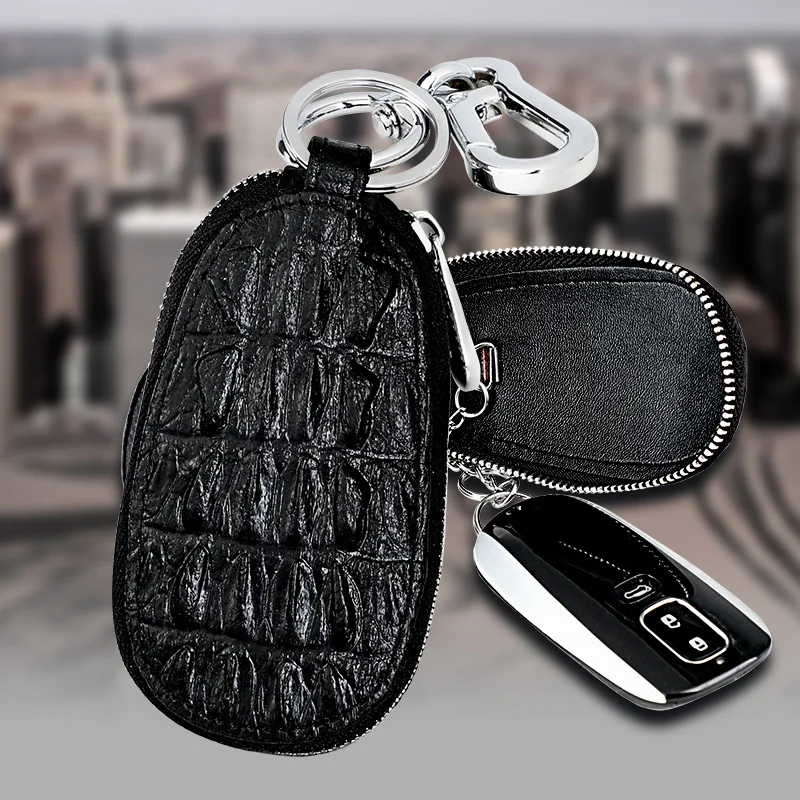 

Real Leather Car Key Holder for Men Leather Keychain Wallet Unique Alligator Pattern Vintage 2022 New Women Key Case Housekeeper