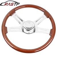 rastp new truck wooden 455mm 18classic steering wheel 3 electroplated steel big car classic wood grain finish rs stw030