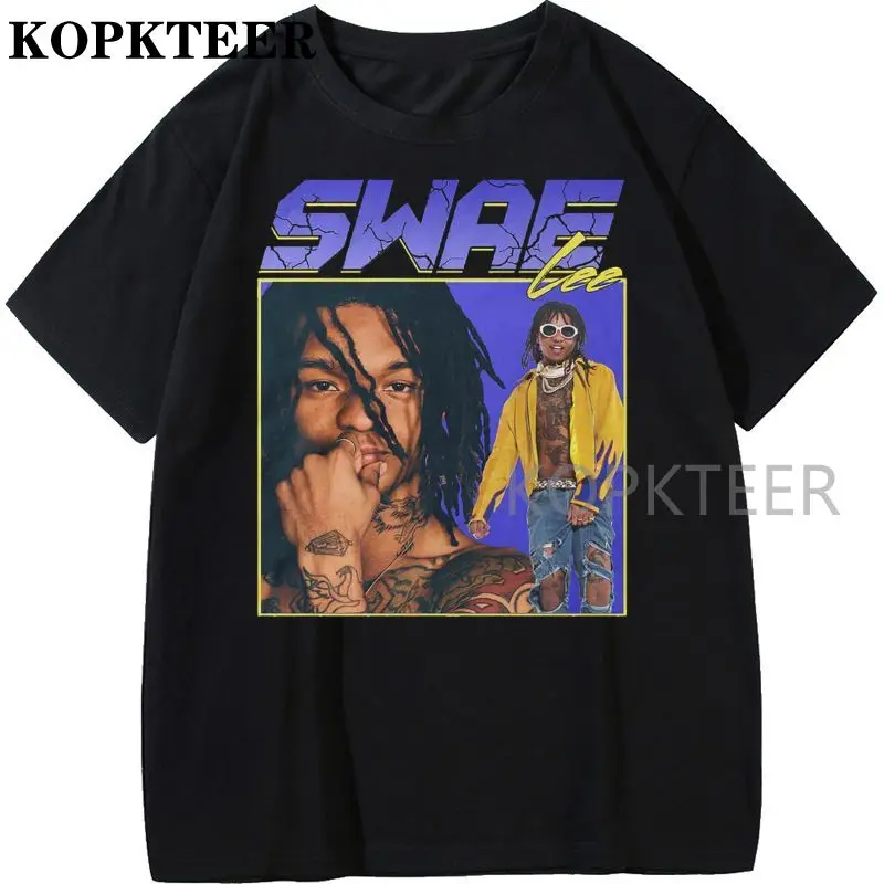 

Футболка swae lee Мужская с круглым вырезом и коротким рукавом, уличная одежда в стиле Харадзюку, музыкальная одежда в стиле хип-хоп, с круглым в...