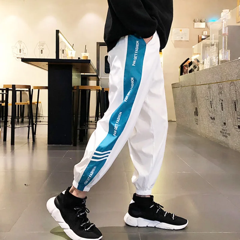 

Summer Thin Hip Hop Pants Men Joggers Sweatpants Loose Korean Pocket Streetwear Harem Pants Black White Casual Trousers Mens