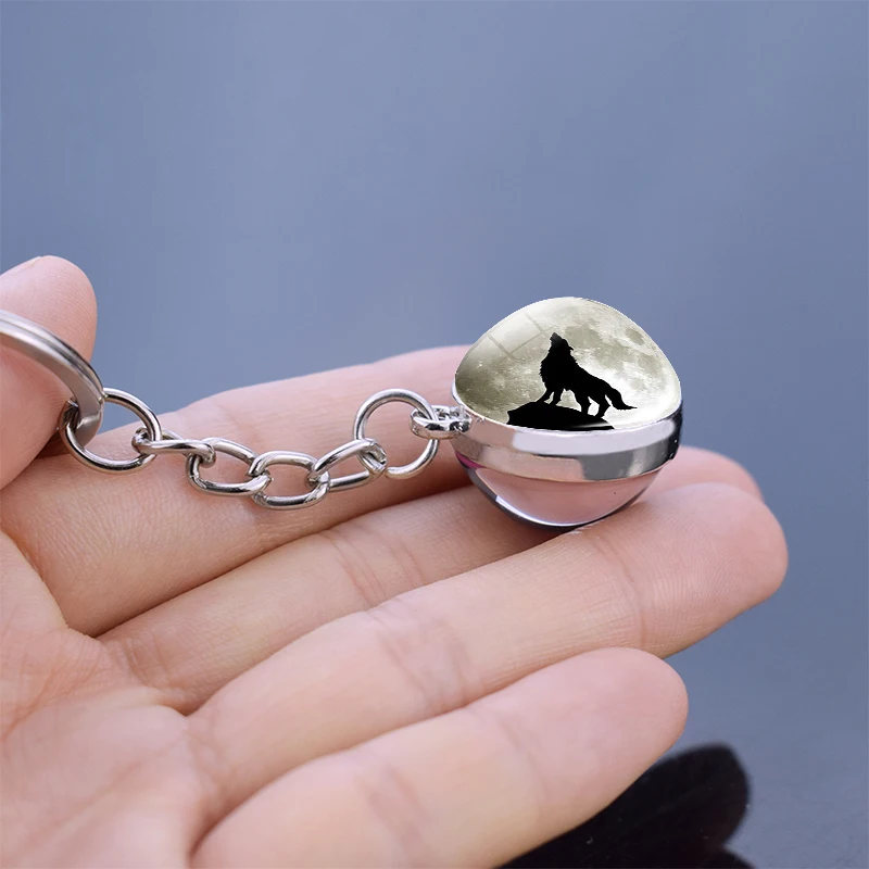 36 Styles Wolf Key Chains Picture Double Side Cabochon Glass Ball Keychain Jewelry for Men For Women Christmas Gifts | Украшения и