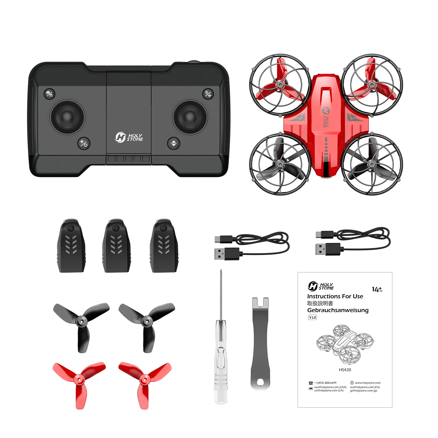 Holy Stone-Mini Dron con c&aacute;mara HD FPV para ni&ntilde;os, adultos y principiantes, cuadric&oacute;ptero RC de bolsillo con 3 bater&iacute;as, lanzamiento al lanzamiento, HS420-5
