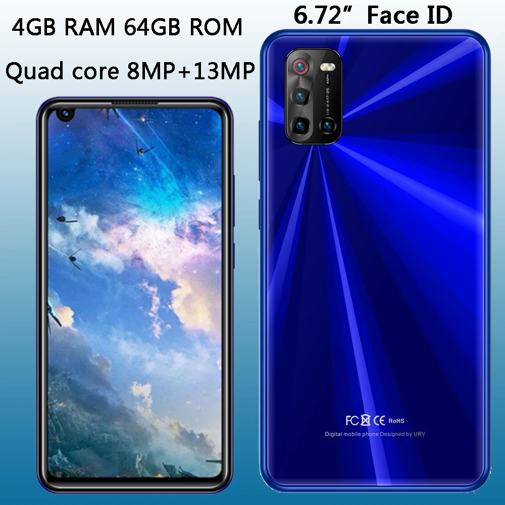 

Quad Core Z10 Front/Back Camera 4G RAM+64G ROM Face ID Global Smartphones 6.72" Android Mobile Phone 8MP+13MP Celulares Unlocked