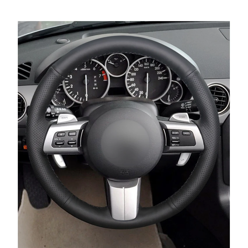 Оплетка рулевого колеса Mewant из черной натуральной кожи для Mazda MX 5 Miata 2009 2013