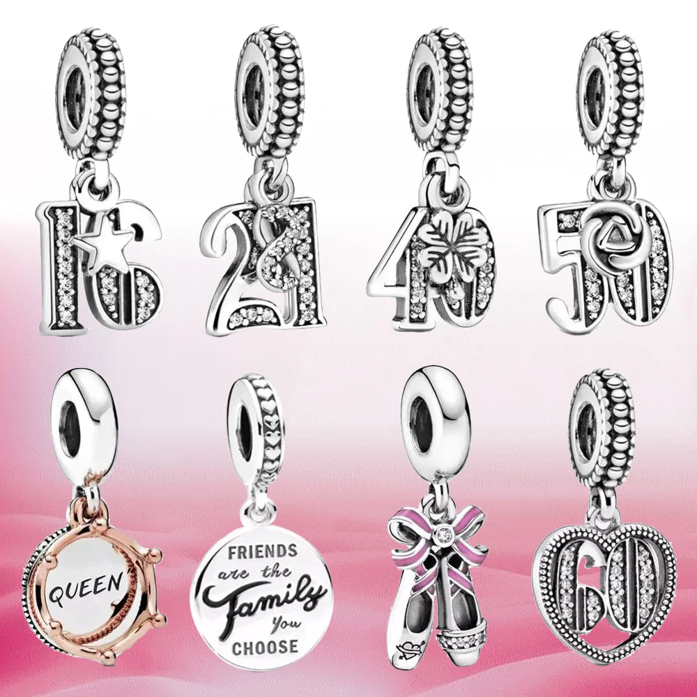 

Fit Original Pandora Charms Bracelet 925 Sterling Silver friend queen 21 40 50 60 pendant Charm Bead DIY Jewelry Making Berloque