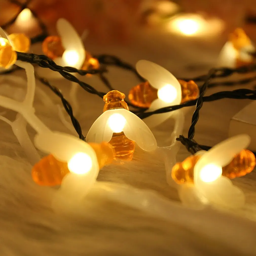 Цепь света 20 Led Солнечной цепи в форме пчелы теплый свет украшения сада Водонепроницаемый Креативный древовидная люстра