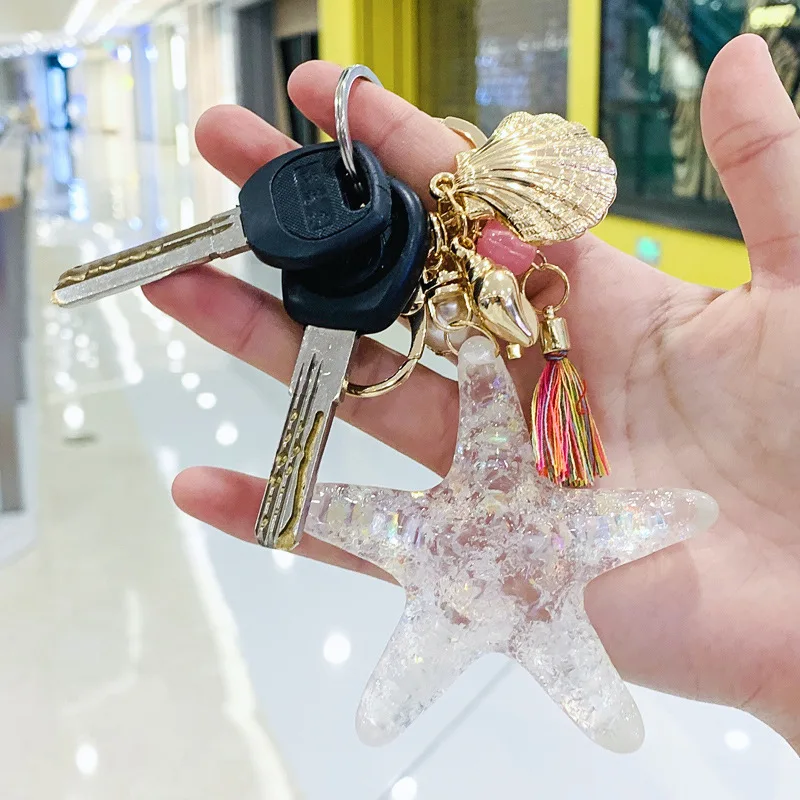 Брелок Starfis с кристаллами Морская звезда брелок для влюбленных ракушки